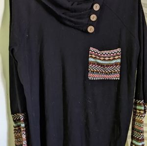 Women's tribal printed turtle neck